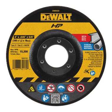 Dewalt, 4 IN. X .045 IN. X 5/8 IN. HP Cutting Wheel Type 27