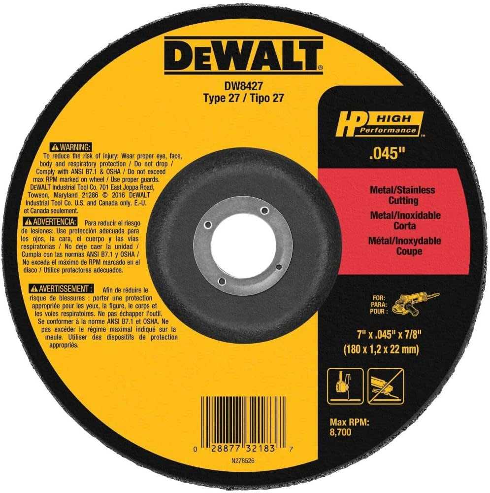 Dewalt, DeWalt DW8427 7" X .045" X 7/8" Metal Cutting Wheel